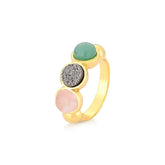 ANEL ZEN DOURADO TRES PEDRAS
